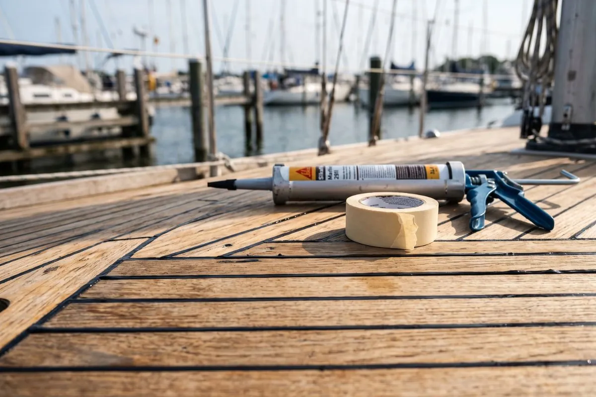 Pištolj za brtvljenje i traka na palubi od tikovine